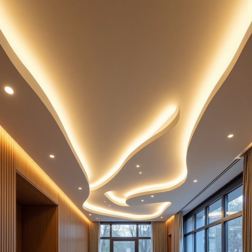 Víceúrovňový napínaný strop s LED osvětlením